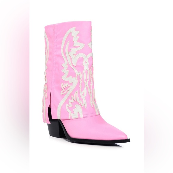 New Azalea Wang ESPERANZA COWBOY BOOTS LIGHT PINK - Picture 2 of 11